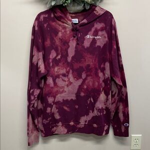 New Champion Berry Purple Tie Dye Hoodie Hooded Sweatshirt L